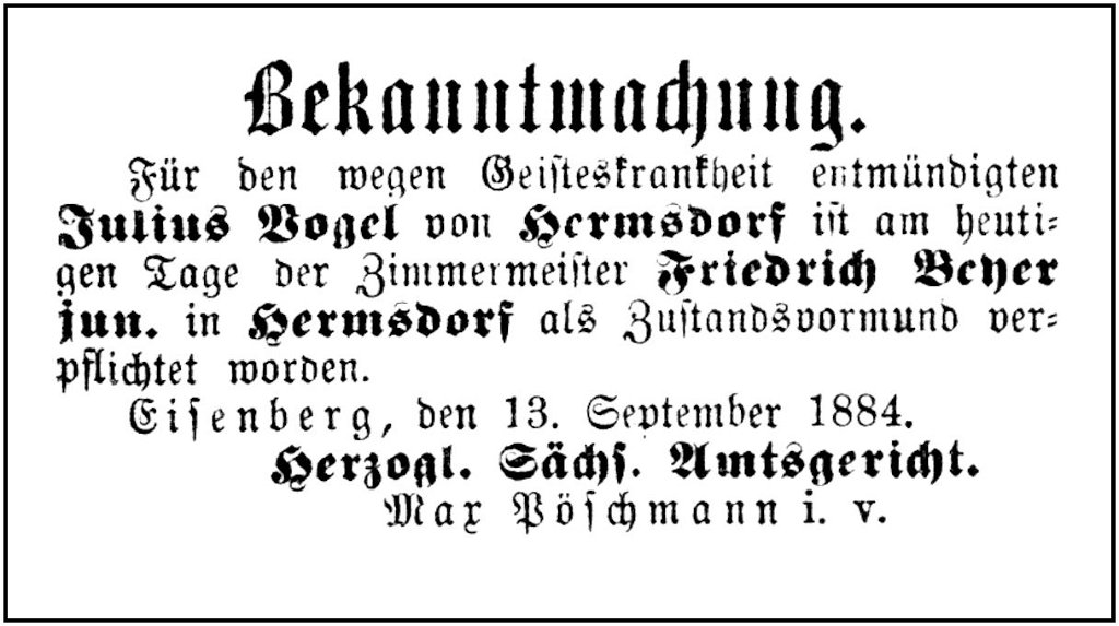 1884-09-13 Hdf Entmuendigt Vogel